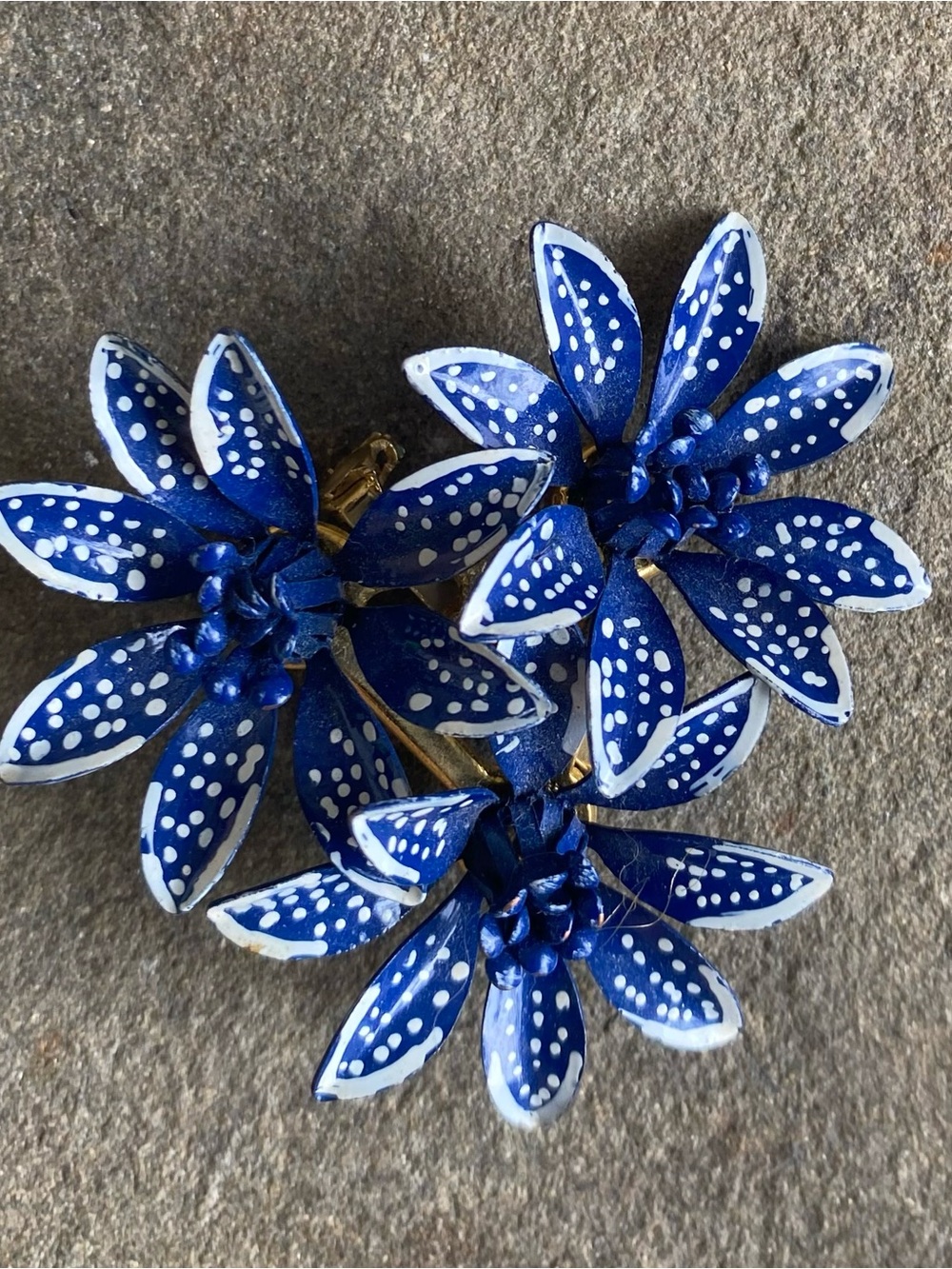 Vintage Blue Flower Enamel Brooch
